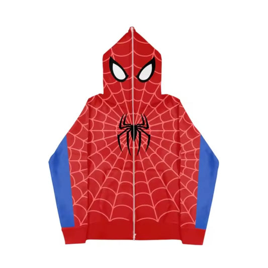 Y2k Spider-Web Red Zip-up