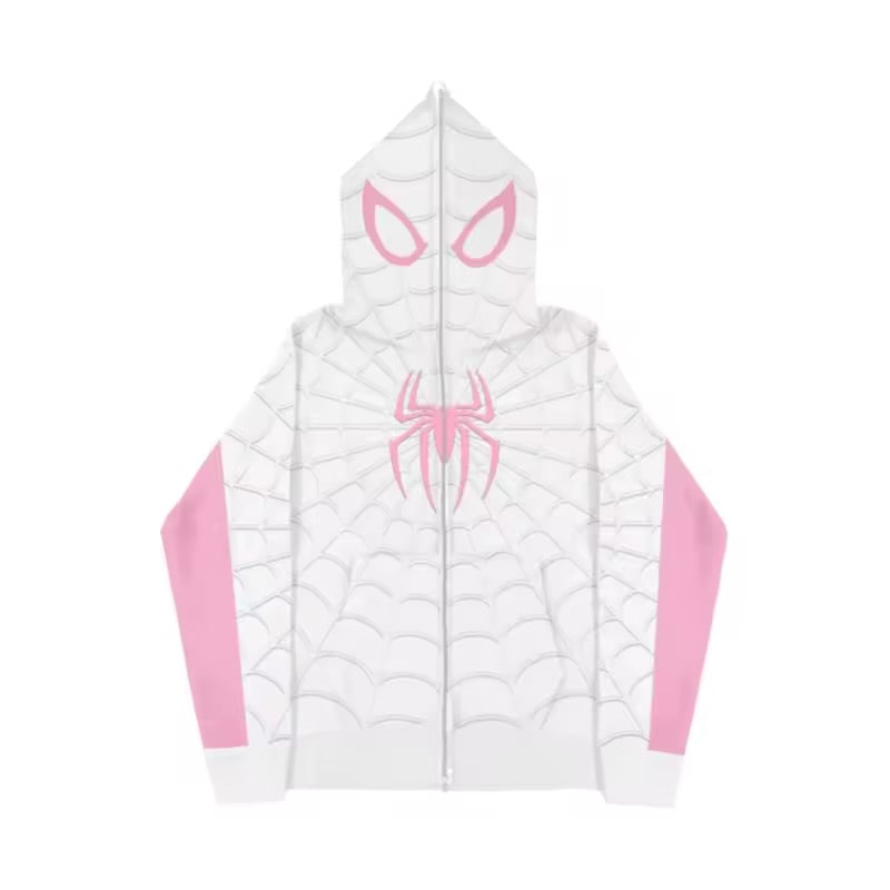 Y2k Spider-Web Pink Zip-up